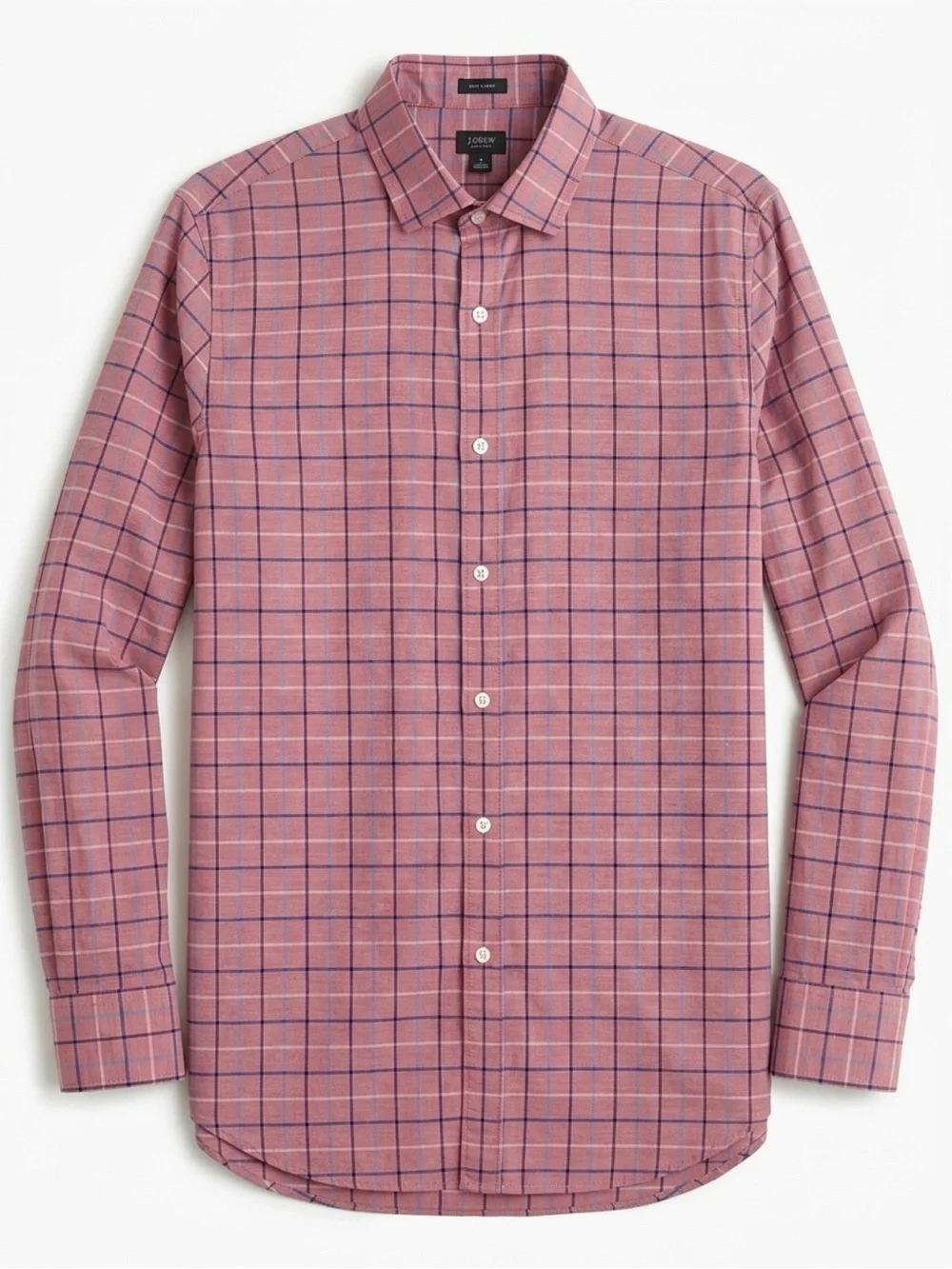 J. Crew Pink Plaid Windowpane Dress Shirt with Navy Checks